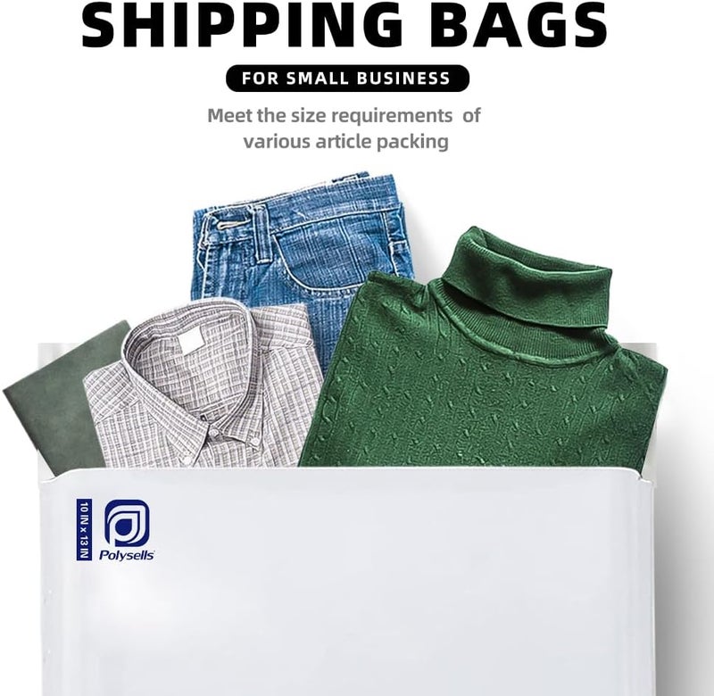 POLYSELLS 200 pcs 10x13 Inches White (Silver) Poly Mailers Shipping Envelopes, Strong Adhesive Sealing, Waterproof, and Tear-resistant Postal Mailing Bags for Small Business, Clothes - Image 3